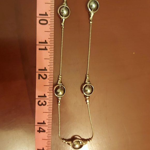 Silver tone and faux pearl long necklace - Picture 10 of 11